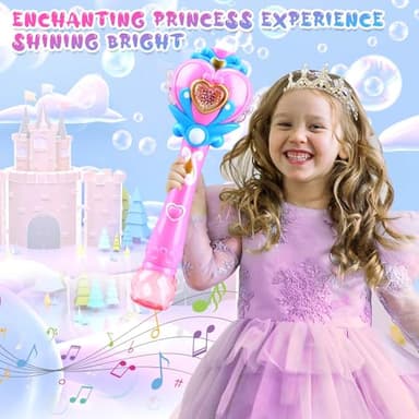 Beria Toys for Girls: Princess Toy Bubble Wand, Birthday Gifts for 3 4 5 6 7 8 Years Old Girl, Bubbles Machine Fairy Wands for Kids Light Up with Bubble Solution, Toddler Girl Toys Age 4-5 - Image 2