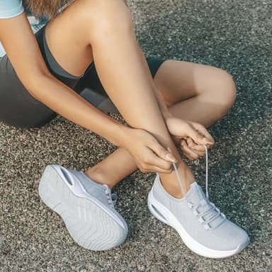 Rollstep Wide Toe Box Shoes Women Extra Wide Width Sneakers Diabetic Air Cushion Road Running Shoes Ultra Light Wide Tennis Sneakers Gym Training Breathable Walking Shoes Grey 43 - Image 7