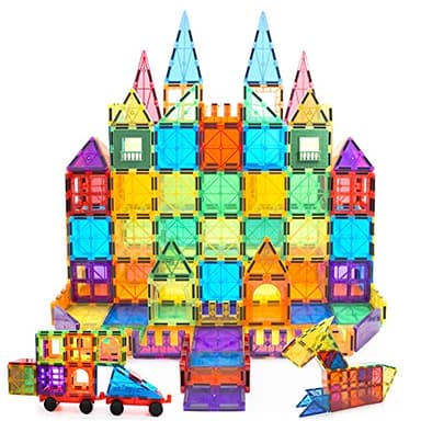 MagHub Magnet Toys Magnetic Tiles, 125 PCS Magnetic Building Blocks Set for Boys Girls Preschool Educational Construction Kit Magnet Stacking Toys for Kids Toddlers Children - Image 1