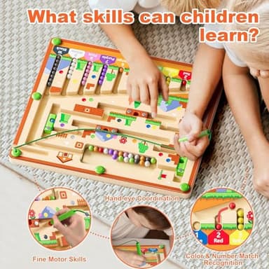 zhiwuzhu Montessori Toys,Magnetic Color and Number Maze,Wooden Toys for Ages 2-4,Toddler Fine Motor Skills Toys for Boys Girls - Image 5
