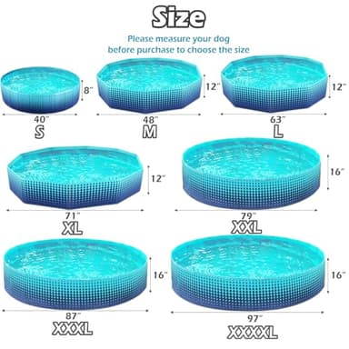 Jasonwell Foldable Dog Kiddie Pool - Hard Plastic Kids Paddling Pool Toddler Baby Swimming Pools for Backyard Collapsible Whelping Box Pet Doggie Cats Wading Pools Bathtub for Puppy Large Dogs 40In - Image 2