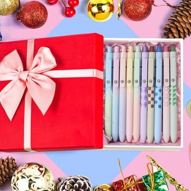 YOXMJDB Gel Pens,10 Pcs Medium Point Smooth Writing Pens Cute Pens for Women, High-End Series 0.7mm Black Ink Pens for Journaling Note Taking, School Office Supplies (10 Pcs Gradient and Geometric) - Image 6