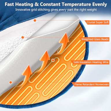 Heating Pad for Neck and Shoulders and Back, Weighted Heating Pads for Back Pain Relief, 2.2lb Large Electric Heat Pad, 6 Heat Settings, 5 Auto-Off, Birthday Christmas Gifts for Women Mom Men Dad Blue - Image 5