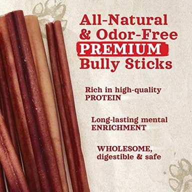 Natural Farm Odor-Free Bully Sticks (6 Inch, 20 Pack), 100% Beef Chews for Pups, Small and Medium Dogs, Non-GMO, Grain-Free, Fully Digestible, Natural Treats to Keep Your Dog Busy - Image 3