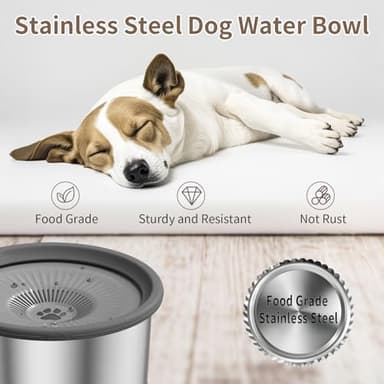 6.5L Dog Water Bowl No Spill 1.6 Gallon Stainless Steel Water Bowl for Dogs 220oz Large Capacity No Splash Slow Drinking Feeder with Anti-Slip Mat for Messy Drinkers - Image 8
