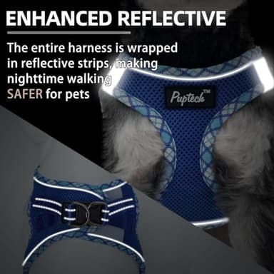 PUPTECK Dog Harness and Leash Set for Small Medium Dogs No Pull Step-in Soft Mesh Puppy Cat Vest Harnesses Reflective at Night, Upgraded New Blue XS - Image 4
