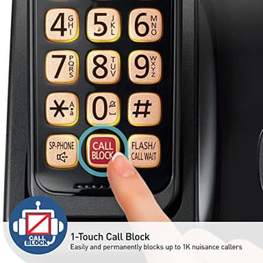Panasonic Cordless Phone with Advanced Call Block, Bilingual Caller ID and Easy to Read Large High-Contrast Display, Expandable System with 3 Handsets - KX-TGD813B (Black) - Image 3