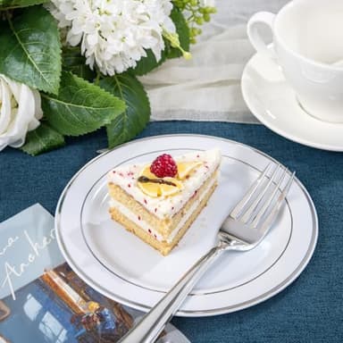 NOCCUR 200PCS Silver Plastic Plates Disposable for 100 Guests - Include 100 Dinner / 100 Dessert Plates Heavy Duty - Ideal for Party&Wedding - Image 7