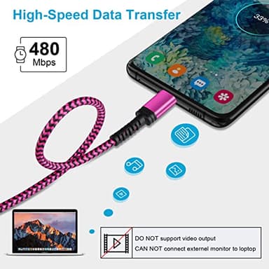 Samsung S23 Ultra USB Type C Cable Fast Charging,[3-Pack,10ft] Long USB C to USB A Android Phone Cable C Charger Cord Fast Charging for Galaxy S24 FE/S25/S25 Ultra//S23/S22/S21/A17,Google Pixel 9/8a/7 - Image 5