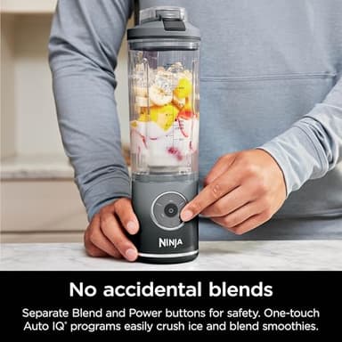 Ninja Blast Max, Portable & Personal Blender + Twist & Go, Smoothie, Blend, Ice Crush, 3 Programs, Cordless, 22 oz removable Vessel, Dishwasher Safe, Leakproof, Grey, BC251GY - Image 4