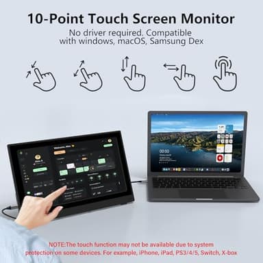 InnoView Portable Monitor Touchscreen 15.6" 1080P 10-Point Touch Screen Monitor Portable with Protective Sleeve Built-in Stand, 1200:1 HDMI USB C Travel Monitors for Laptop, PC, Phone - Image 5