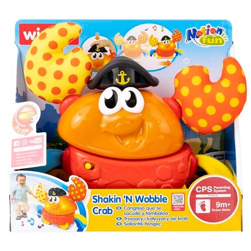winfun: Shakin 'N Wobble Crab - Lights & Sounds Motion Toy, Button Activated Sideways Crab Walk, Flashing Lights, Sensory Toy, Baby Toddler Ages 9mo+ - Image 1