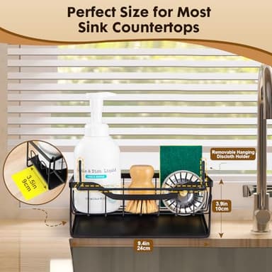 Sinnsally Sponge Holder for Kitchen Sink Caddy,Stainless Steel Dish Soap Dispenser Rack,Dish Soap Caddy for Kitchen Sink Utensil Holder with Drain for Countertop,Kitchen Counter Organizer and Storage - Image 4