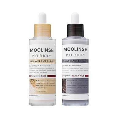 Peel Shot Glow Rice Ampoule Duo | White & Black Rice Exfoliant Face and Body Scrub with Hyaluronic Acid & Rice Extract | Facial Exfoliator, Pore Refining, Dead Skin Cells Remover - Image 1
