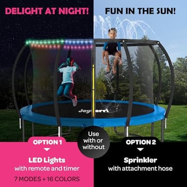 Trampoline for Kids and Adults - 8Ft 10Ft 12Ft 14FT Trampoline with Net - with Bonus Sprinkler and LED Lights/ASTM Certified/Extra Sturdy Recreational Outdoor Trampolines - Image 3