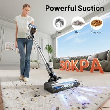 Cordless Vacuum Cleaner with Self-Standing, LED Screen Stick Vacuum Cleaners for Home, Lightweight Powerful Suction Vacuum, 6-in-1 Rechargeable Vacuum for Carpets, Pet Hair, Hardwood Floors - Image 3
