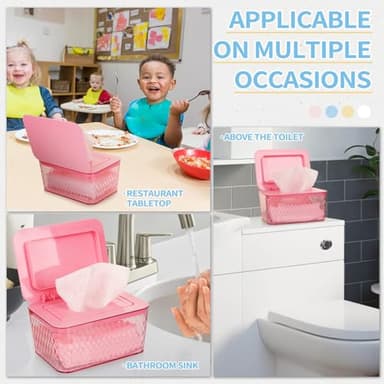 Whiidoom Wipes Dispenser, One-Handed Operation Wipe Holder for Baby & Adult, Seal-Designed Wipes Container for Bathroom Keep Diaper Wipes Fresh (Pink) - Image 6