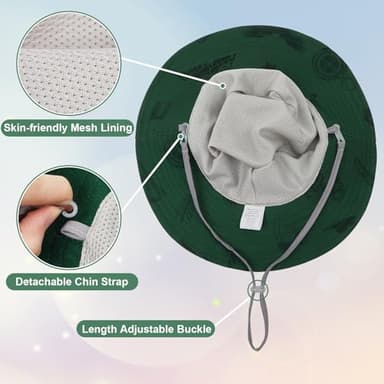 Kids Sun Hat for Girls Mesh Bucket Hat Toddler UV Protection Beach Hat Kids Foldable Fishing Hat for Girls 2-8 Years Deep Green - Image 5