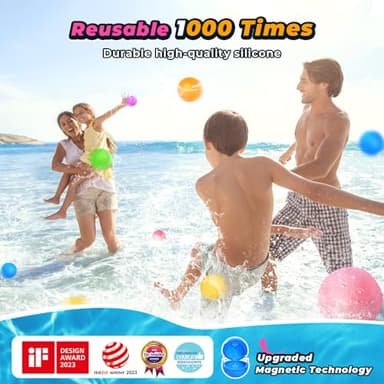 12Pcs Reusable Water Balloons, Pool Toys for Boys and Girls, Beach Outdoor Activities Water Toys for Kids Ages 3-12, Summer Water Toy for Boys and Girls - Image 2
