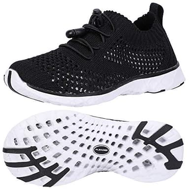 Boy/Girls Tennis Walking Shoes Sport Sneakers for Pool, Beach, Aqua Water Sports, Outdoor, Camp Black/White 6 M US Big Kid - Image 2