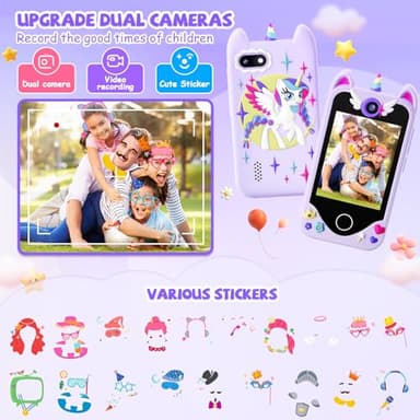 Kids Smart Phone for Girls Gifts - Toddler Christmas Birthday Gift for Age 3 4 5 6 Year Old, Kids Cell Phone Toy with Touchscreen, Dual Cameras, Learning, Kid Mp3 Player, Games with 32 GB Card - Image 4