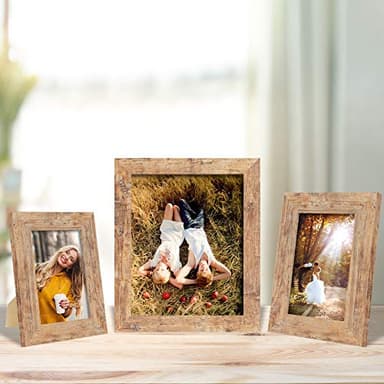 iRahmen 8x10 Picture Frame Set of 4, High Definition Real Glass Rustic Brown Frame, 8 x 10 Wood Photo Frames for Desktop Display and Wall Mounting - Image 4