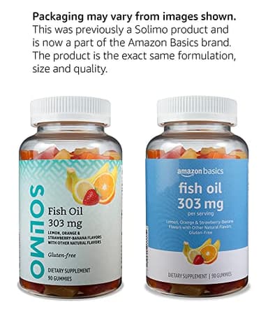 Amazon Basics Fish Oil 303 mg, Lemon, Orange & Strawberry-Banana flavors, 90 Gummies (2 per Serving), EPA and DHA Omega-3 fatty acids (Previously Solimo) - Image 4