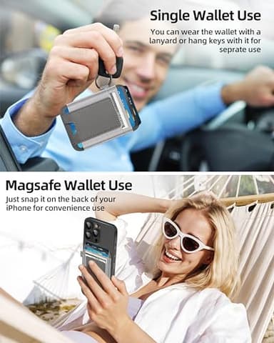 ExtreLife For Magsafe Wallet, Strongest Magnetic Wallet for iPhone 17/16/15/14/13/12 Series, Magnetic Card Holder with 2 Card Slots, RFID Blocking, Vegan Leather, Hold 7 Cards, Gray - Image 4