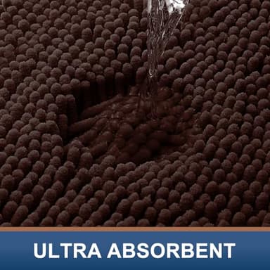 Smiry Luxury Chenille Toilet Rugs U-Shaped 24x20, Soft Absorbent Non-Slip Contour Bathroom Rugs for Toilet, Machine Washable Contoured Bath Mats, Brown - Image 4