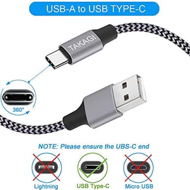 TAKAGI USB to USB C Cable (3Pack 6ft) USB A to Type C Cable Fast Charging Nylon Braided Data Sync Transfer Cord USB C Charger for iPhone 17 Pro Max/17 Air/16e/16 15 Pro/15 Plus/Galaxy S20 S10 Note 20 - Image 2
