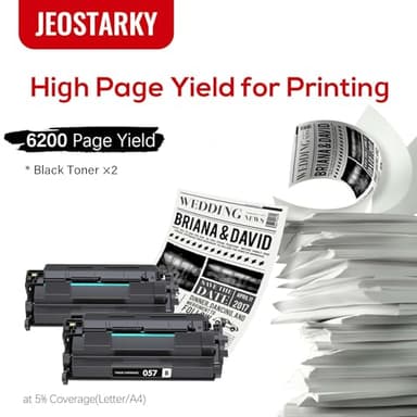 Jeostarky Compatible 057 Toner Cartridge with Display Capacity Chip Replacement for Canon 057 057H CRG-057 Works with Canon imageCLASS MF455dw MF445dw LBP226dw LBP227dw LBP228dw Printer(057 Black x2 ) - Image 5