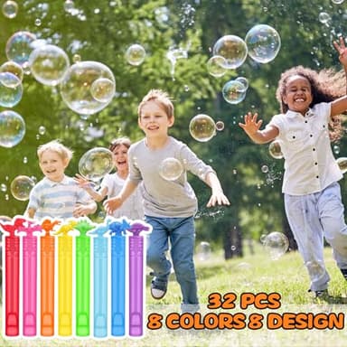 32 Pack Bubble for Kids Party Favors, 8 Style Mini Bubble Wands with Gift Box, Dinosaur Toys Bulk for Carnival Prizes Goodie Bag Stuffers Supplies, Birthday Bath Time Bubbles Blower Toy for Girl Boy - Image 5