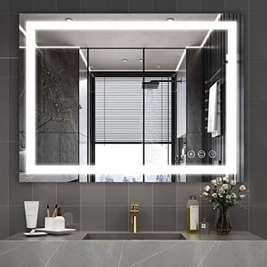 32x24 inch Wall Mounted LED Bathroom Mirror with 3000K-6000K Dimmable, Anti-Fog, Lighted Bathroom Mirror with Smart Touch Button, Memory Function(Horizontal/Vertical - Image 3