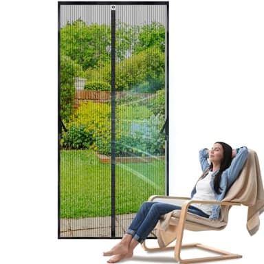 SOLODOTO [2025 Upgraded Eco-Friendly Polyester] Magnetic Screen Door [Fit Door Size 36" x 80"] Door Screen Magnetic Closure Keep Bug Out, Screen Door Mesh for Front Backyard Patio Door, Black - Image 1