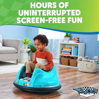 Flybar FunPark 6V Bumper Car – 360° Electric Ride-On Toy with LED Lights, Safety Seat Belt, Soft Bumpers – Indoor & Outdoor Bumper Car for Kids Ages 1.5-4 Years, Supports Up to 66 lbs (No Remote) - Image 6