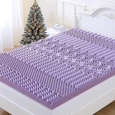 MUXHOMO 3 Inch 7-Zone Queen Mattress Topper, Egg Crate Foam Mattress Topper Queen Size for Back Pain, Lavender Cooling Gel Infused Bed Pad, CertiPUR-US and Oeko-TEX Certification (60"×80") - Image 5
