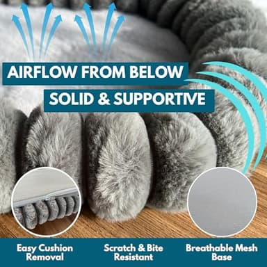 PAWRUSH Cat Window Perch — Premium Cat Window Hammock with 4 Large Suction Cups & Soft Bubble Cushion; Strong Rustproof Metal Frame Window Bed Holding 40lbs; Easy Assembly Perch for Indoor Cats; Gray - Image 3