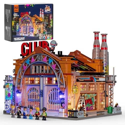 FUNWHOLE Factory House of Music Lighting Building Bricks Set - Street Fusion Music Club City Town Fully Accessible Multi-Form Modular Collection Kit 2654 Pcs for Adults & Teens & Street Culture Lovers - Image 1
