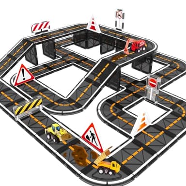 Magnetic Tiles, Magnetic Blocks Engineering Construction Vehicle Road Set, Toddler Toys for 3 4 5 Year Old Boys Girls Montessori Preschool Classroom Must Haves STEM Educational Kids Toys Birthday Gift - Image 1