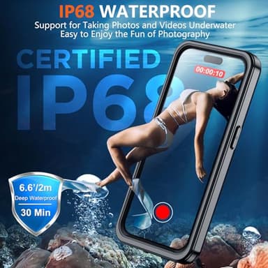 SPIDERCASE Magnetic for iPhone 14 Pro Max Case Waterproof,Built-in Screen & Camera Lens Protector[IP68 Underwater] [Military Grade Shockproof] Full Body Protection Phone Case,Black/Clear - Image 3