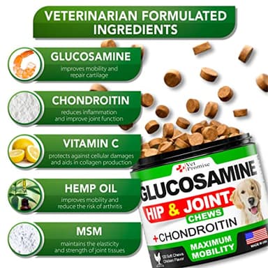 Vet Promise Glucosamine for Dogs - Hip and Joint Supplement for Dogs - Glucosamine Chondroitin - Joint Pain Relief Pills - MSM - Advanced Health Support Supplement - 120 Mobility Chews - Made in USA - Image 3