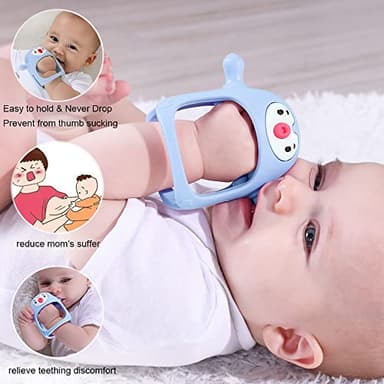 Smily Mia Baby Teething Toys for 0-6Months, Teethers for Babies 3-6Months | Penguin Teether | Hand Teether |Teething Mittens for Teething Relief, Baby Pacifier |New Born Essentials, Light Blue - Image 4