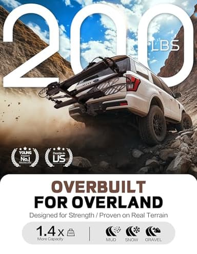 Young Hitch Bike Rack for Cars, SUVs, 200lb Heavy Duty Bike Rack Hitch, Platform Bike Carrier, Fits 5-Inch Fat Tires, Minivan & RV Compatible - Image 2