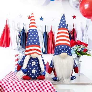 4th of July Decorations - Memorial Day Decorations - Patriotic Plush Gnomes for Home - Fourth of July for Office Desk Decor, Indoor - Red White Blue Gnome Figurines Decor for Independence Labor Day - Image 5