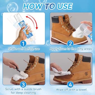 Suede Cleaner, Suede Shoe Cleaner with Suede Brush & Towel, Trainer Cleaner Foam Removes Dirt & Stain, Suede & Nubuck Cleaner, Shoe Cleaner Kit for Suede, Knit, Boot, Nubuck, Trainer, Leather,Sneaker - Image 5