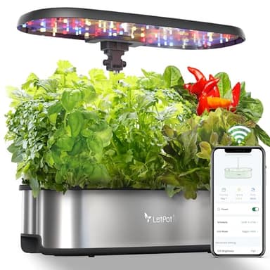 LetPot LPH-SE Hydroponics Growing System, 12 Pods Smart Herb Garden Kit Indoor, Indoor Garden, APP & WiFi Controlled, with 24W Growing LED, 5.5L Water Tank, Pump System, Automatic Timer - Image 1