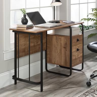 Sauder Station House Single Pedestal Desk, Etched Oak Finish - Image 3