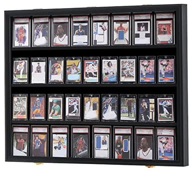 KCRasan 36 Graded Sports Card Display Case - Baseball Card Display Case Lockable - Collection Card Display, Wall Display Frame for Basketball Football Hockey Trading Cards with UV Protection Acrylic - Image 1