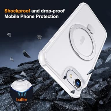 SKYLMW Compatible with iPhone 16E Case with Invisible Magnetic O-Ring Stand Military-Grade Phone Case for iPhone 16E 6.1" 2025 [Compatible with Mag-Safe][Great Grip Feeling],Translucent - Image 7