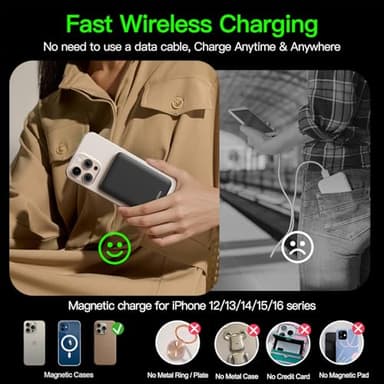 2025 Magnetic 15W Power Bank for iPhone,5000mAh Magsafe Battery Pack with 20w Fast Charging,Slim Magsafe Power Bank in&Out,with LED Display,Wireless Portable Charger for iPhone17/16/15/14/13/12 Series - Image 5